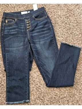 Y2k Blue Preppy Wash Pull-On Raw Hem Jeans Size 2